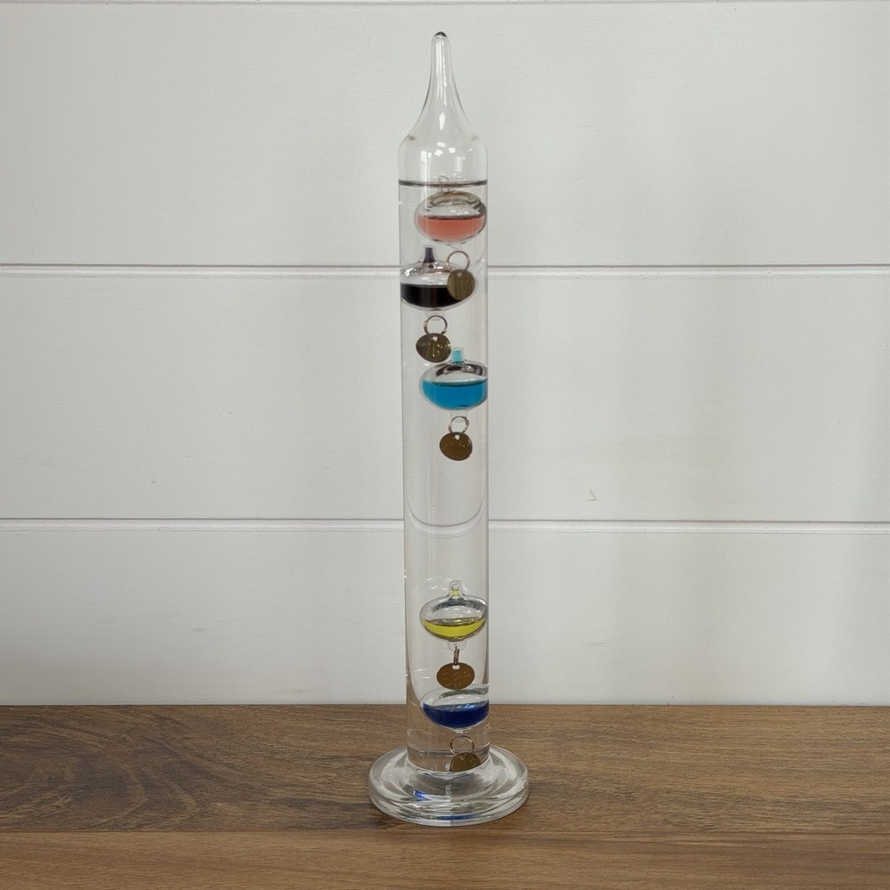 Galileo 11" Glass Thermometer W/Floating Colored Spheres Free Standing